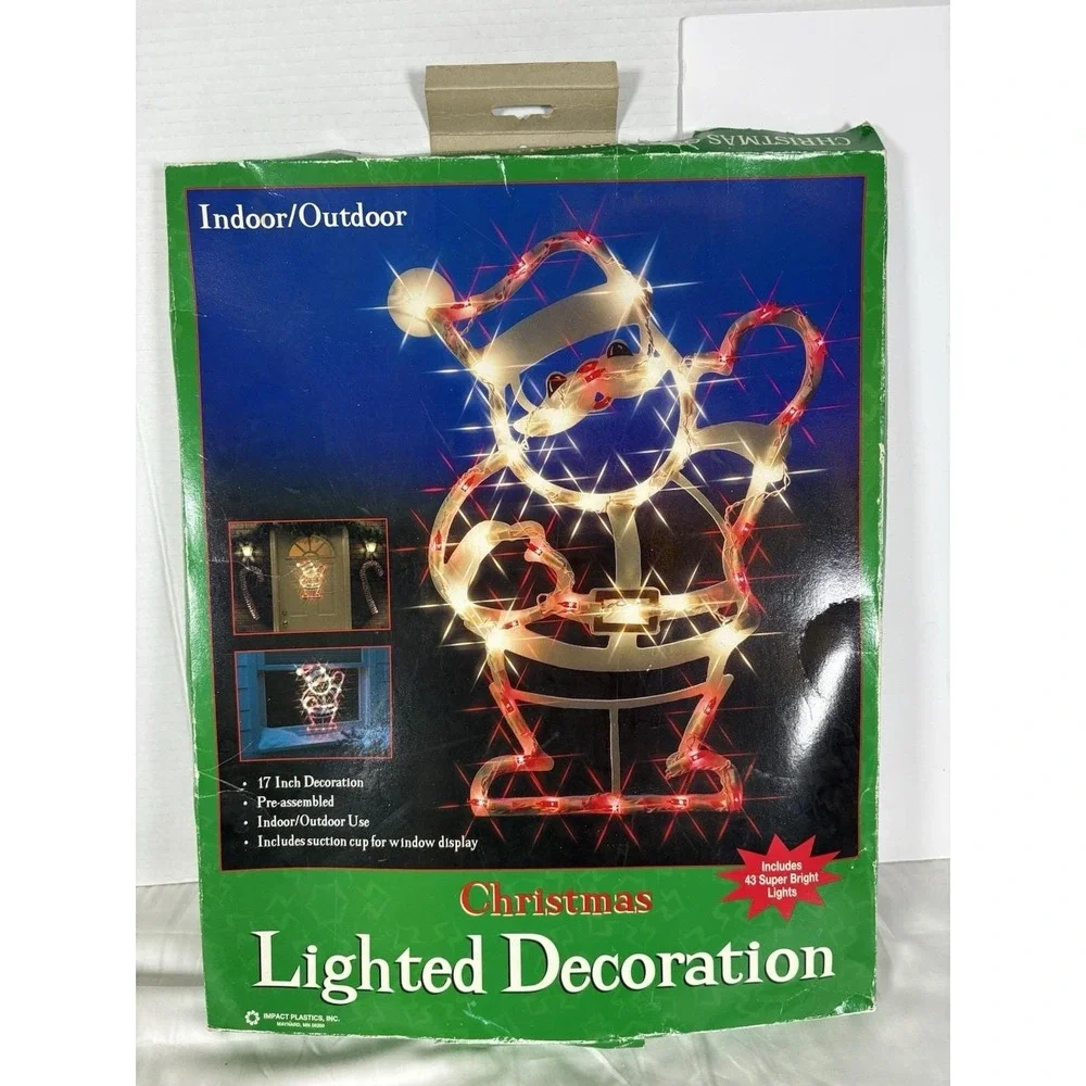 Vintage Christmas Santa Lighted Window Decoration 17